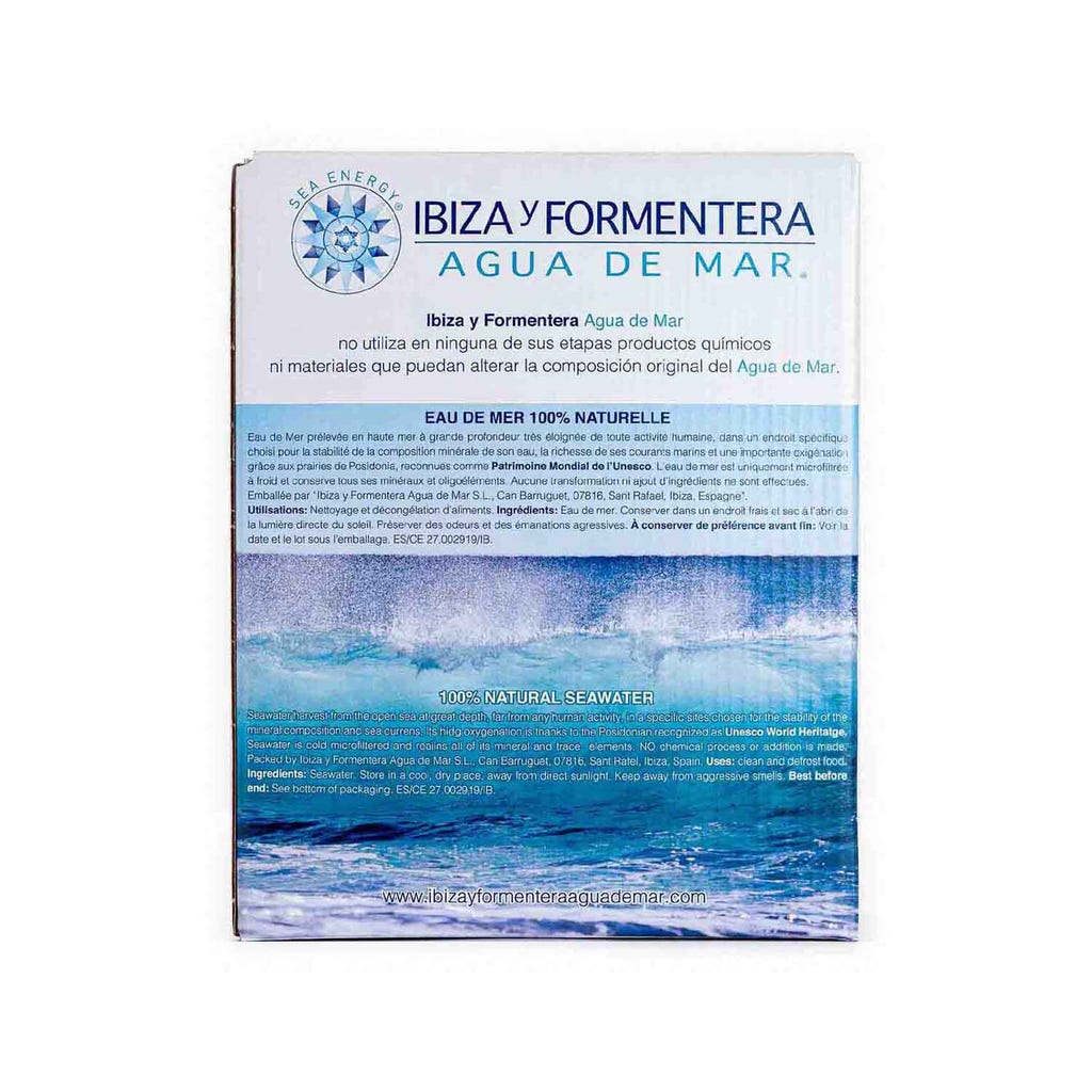 Tierra Viva - Agua de Mar de Ibiza y Formentera, exclusivamente en botella  de cristal para conservar su pureza. Producto alcalinizante.