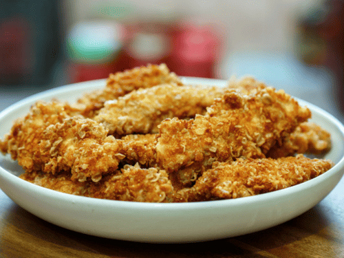 receta de pollo ecológico rebozado con avena